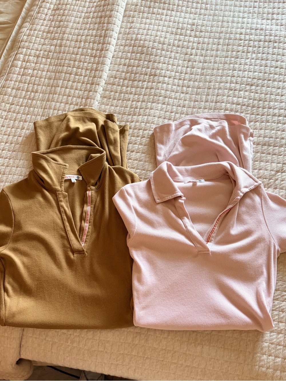 Sundry- polo, side ruched pink & green dresses 2 for 1